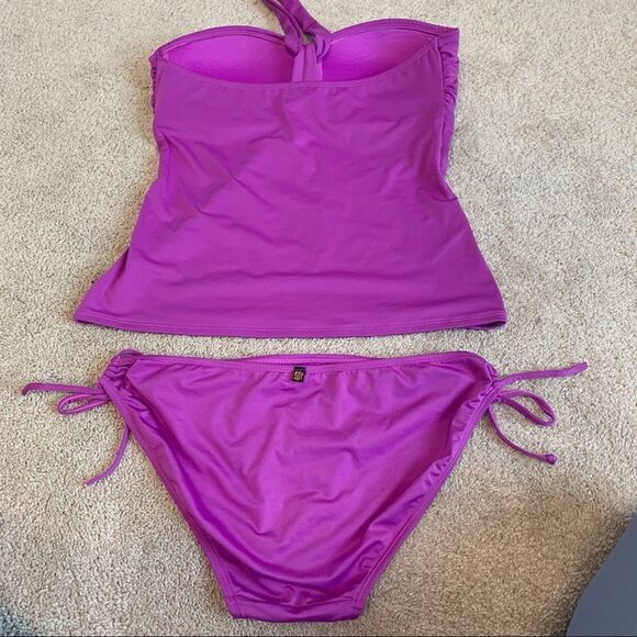 Aqua La Vie En Rose purple gem jewelled tankini bikini Sz L - Picture 2 of 9